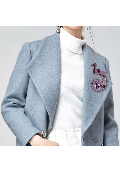 Güzel Hayvan Broşları Mor Tavukat Tavuskuşu Broş Pin Rhinestone Kristalleri Çok Renkli
