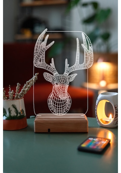 Özel Tasarım Geyik 3D Led Lamba