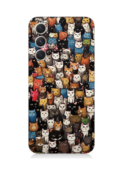 Samsung Galaxy A34 Uyumlu Silikon Kılıf Sevimli Komik Kedi Suratları