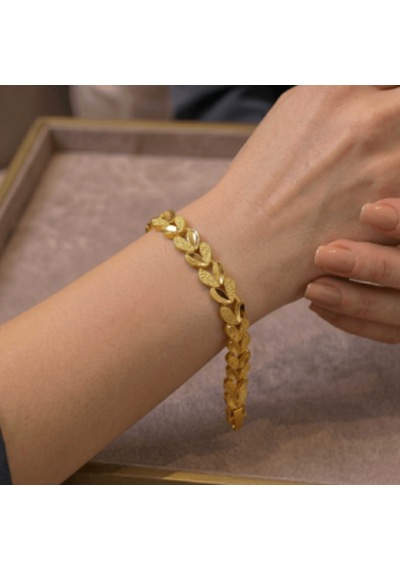 Altın Yaprak Desenli Bileklik Gold