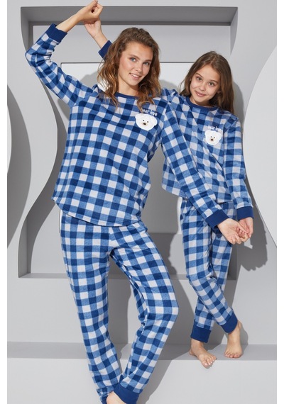 Siyah İnci Alt-üst Polar Pijama Takım 24223074 Lacivert