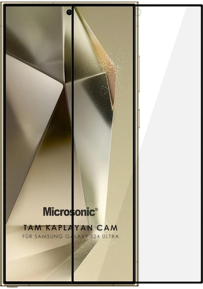 Microsonic Galaxy Uyumlu S24 Ultra Tam Kaplayan Temperli Cam Ekran Koruyucu Siyah