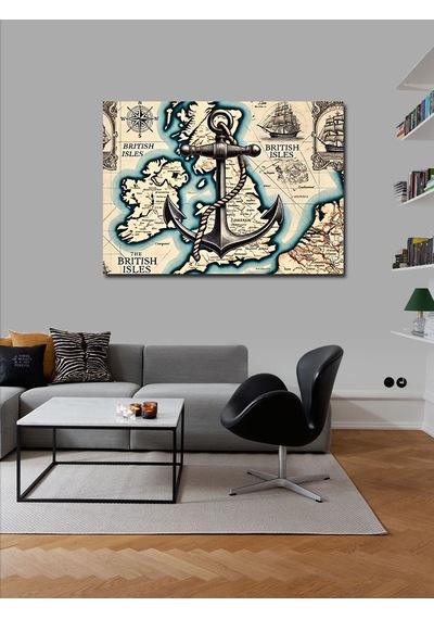 Kanvas Tablo Çapa Ve Harita 50cmx70cm