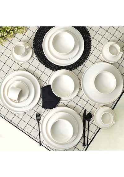 Keramika Mat Beyaz Stackable Yemek/kahvaltı Takımı 20 Parça 4 Kişilik