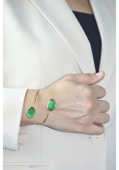 Kadir Jewellery 22 Ayar Altın Kaplama Zirkon Taşlı Ayarlanabilir Trend Bilezik Çok Renkli