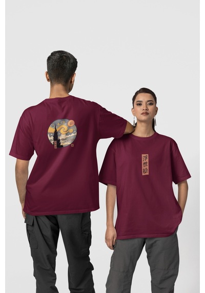 Yıldızlı Gece Ön-arka Baskılı %100 Pamuk Beyaz Kadın/erkek Unisex Rahat Kalıp Oversize T-shirt Bordo Yıldızlı Gece Ön-arka Baskılı %100 Pamuk Beyaz Kadın/erkek Unisex Rahat Kalıp Oversize T-shirt Bordo
