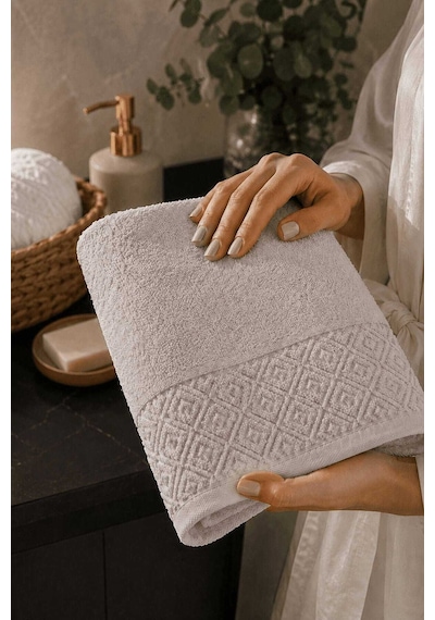 El Yüz Havlusu 50x90 Cm %100 Pamuk Kısmi Kadife Quadro Taş Diğer