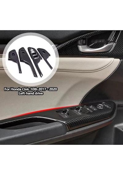Honda Civic Fk7 Fc5 2017-2020 Iç Kapı Kol Dayama Karbon Fiber 2 Adet Ön Taraf 2 Adet Arka