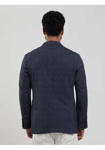 Dufy Lacivert Erkek Slim Fit Çizgili Sivri Yaka Ceket - 104442-lacivert Lacivert
