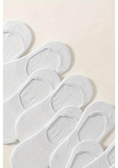 Kral Socks Kadın - Erkek Düz Desen 8'li Paket - 8 Çift Pamuklu Terletmez Babet Çorap Beyaz