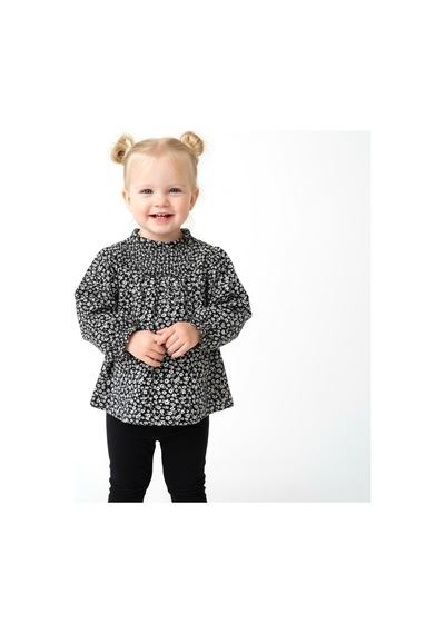 Çiçekli Kız Çocuk Bluz St09798 Siyah