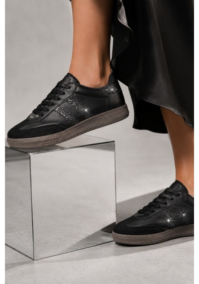 Muggo Sparkly Kadın Sim Detaylı Günlük Sneaker Spor Ayakkabı Siyah