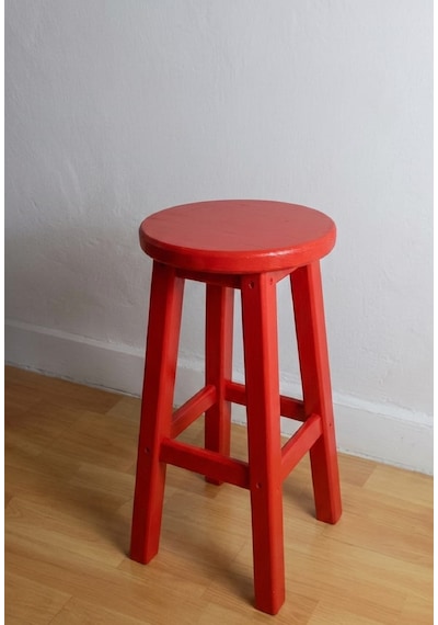 Ahşap Tabure 60 Cm / Arbrestore Kırmızı