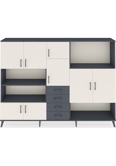 Arges Dolap 10 Raflı 4 Çekmeceli 8 Kapaklı 220x30x163 Antrasit-ay Antrasit-aytaşı/antrasit Arges Dolap 10 Raflı 4 Çekmeceli 8 Kapaklı 220x30x163 Antrasit-ay Antrasit-aytaşı/antrasit