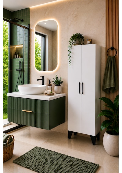 Banyo Dolabı 2 Kapaklı Mdf, Çok Amaçlı Dolap, Balkon Dolabı Beyaz