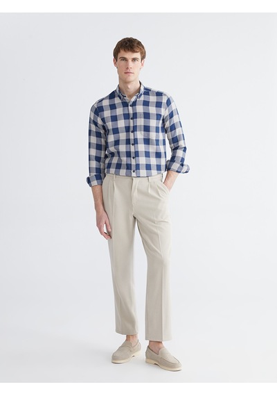 Lcwaıkıkı Classic Bej Regular Fit Ekose Erkek Gömlek