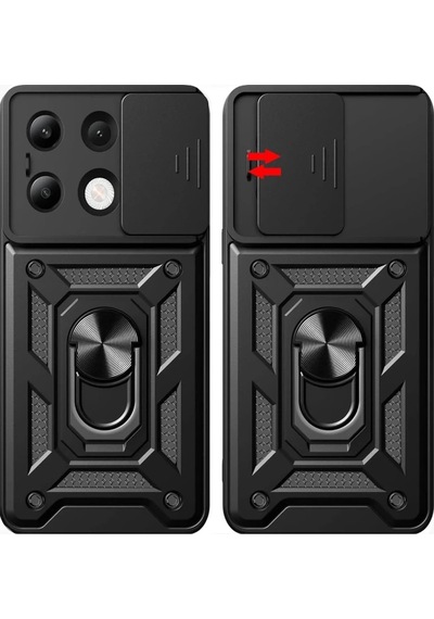 Xiaomi Redmi Note 13 4g Uyumlu Kılıf Pars Lens Yüzüklü Silikon - Kırmızı
