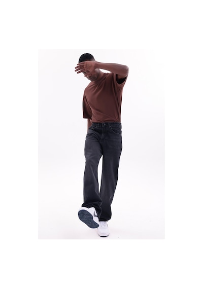 Freemen Erkek Baggy Bol Kesim Kot Pantolon Koyu Siyah