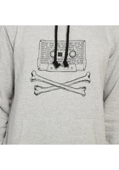 Bant Giyim - 90'S Kaset Grunge Punk Rock Gri Kapşonlu Sweatshirt