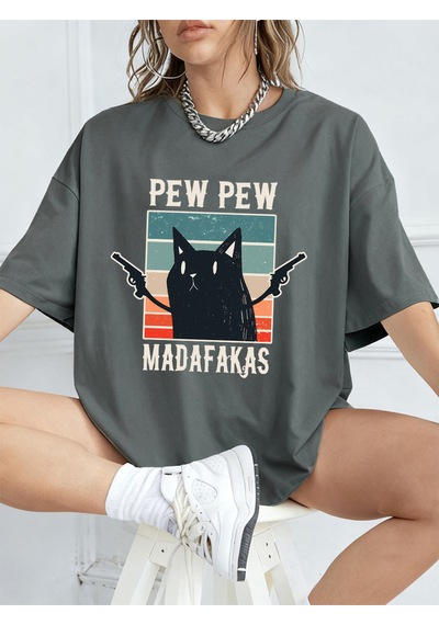 Noıssey Urban Pop Graphic Kadın Tişört Koleksiyonukod 5610 Füme