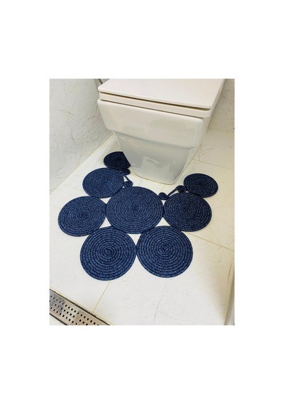 Jüt, Hasır, Paspas, Banyo Paspası, Klozet Önü Paspası, Klozet Paspas, Çift Taraflı Lacivert Lacivert