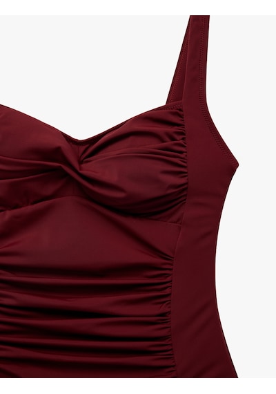 Koton Kalp Yaka Kalın Askılı Drapeli Mayo Bordo 6sak20017mm 38