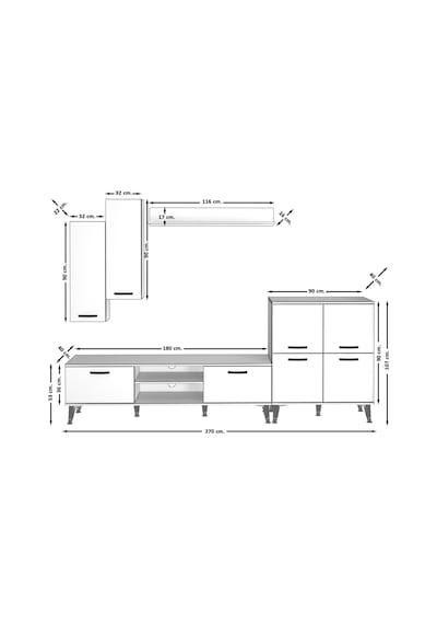 Decoraktiv Eko 6 Mdf Dvd Silver Tv Ünitesi Tv Sehpası Pera - Siyah Mermer