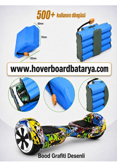 Bood Grafiti Desenli 6 Ay Garantili Hoverboard Bataryası
