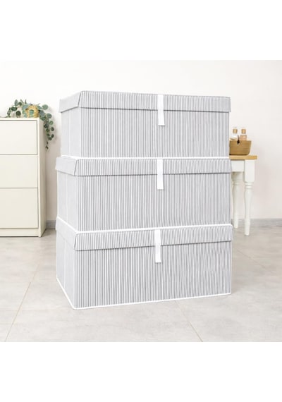 Pazar Kapısı Çok Amaçlı Düzenleyici Kapaklı Sandık Tipi Kutu Hurç Organizer 3 Lü Set Gri, Mega Plus 70 X 40 X Diğer