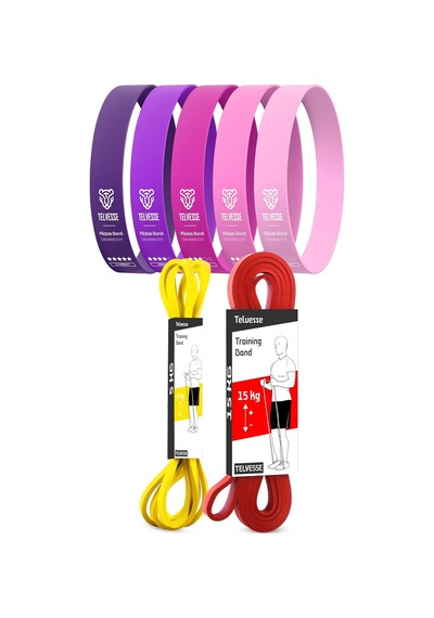 Mega Setler Direnç Bantları + Pilates Bandı Direnç Bandı Barfiks Lastiği Loop Power Band Çok Renkli