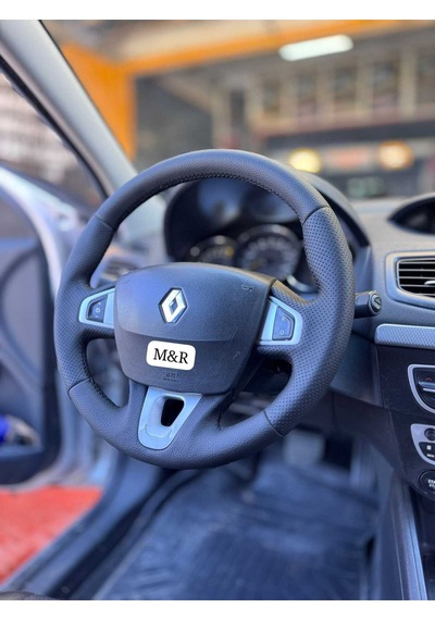Fluence Nikelanjlı Tuşlu  Kaplama Deri Direksiyon Kılıfı Siyah