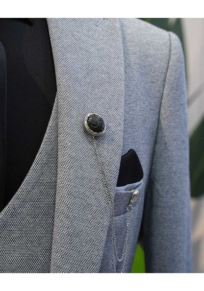 Beystil Sivri Yaka Gri Takım Elbise Elanor- Slim Fit Gri