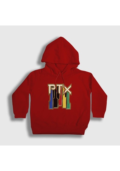Presmono Unisex Çocuk Vintage Pentatonix Kapüşonlu Sweatshirt Kırmızı