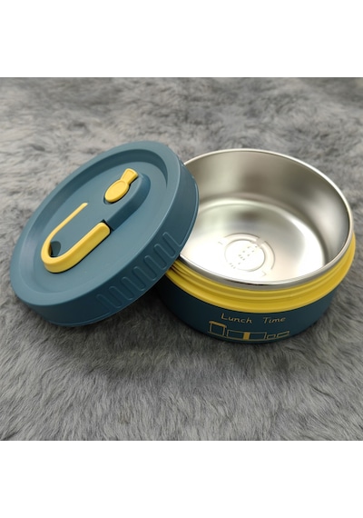 304 Çelik Mavi 430 ml Yemek Saklama Kabı Sefer Tası (SICAK TUTMAZ) cin417mv Mavi