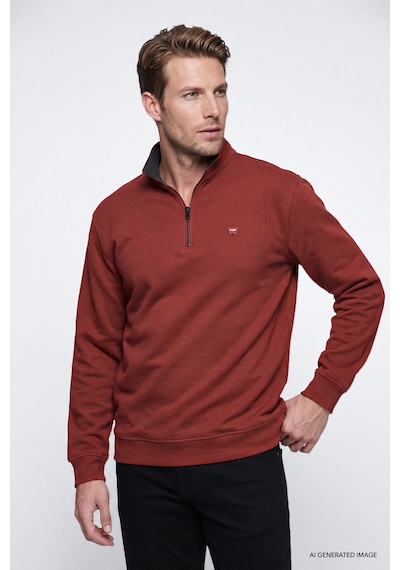 Wrangler Pamuklu Selanik Regular Fit Fermuarlı Erkek Sweatshirt W2620081810 Kiremit