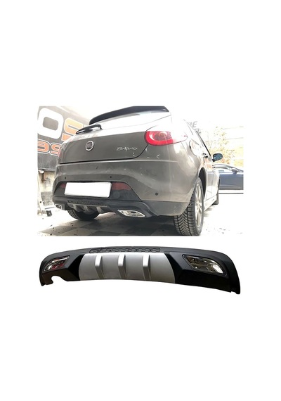Fiat Bravo Uyumlu Difüzör Difizör Gri + Kare Egzoz Görünüm C Tip 2006-2016