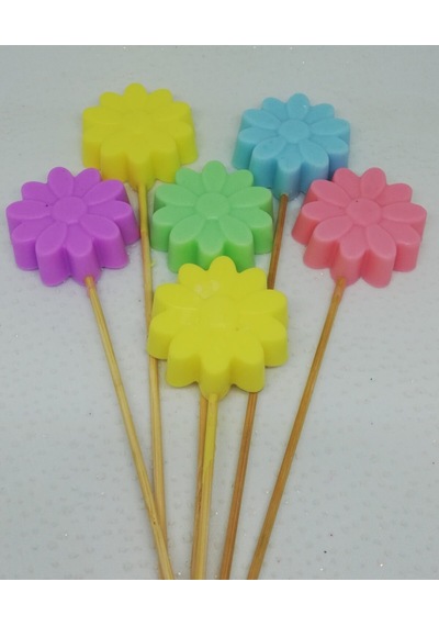 Sabun - Kokulu Süs Sabunu - Çubuklu Papatya 6 Adet Rengarenk-4cm 1cm Beyaz sabun