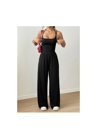 Butik İstanbul Kadın Askılı Yuvarlak Yaka Uzun Viskon Tulum Siyah Butik İstanbul Kadın Askılı Yuvarlak Yaka Uzun Viskon Tulum Siyah