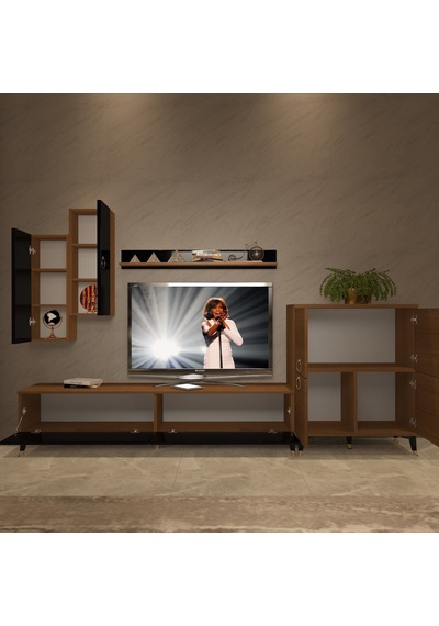 Decoraktiv Eko 6 Mdf Std Gold Tv Ünitesi Tv Sehpası Ceviz - Siyah