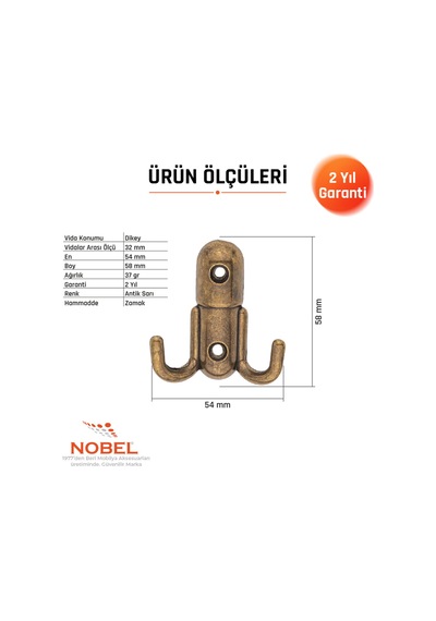 Roket Askı, Metal Vestiyer Askısı, 37 Gr, Dolap Ve Duvar Askılığı, Anti K Sari Vidalı