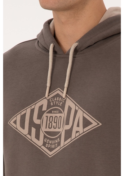 U.S. Polo Assn. Erkek Regular Fit Kapüşonlu Vizon Sweatshirt 2232255