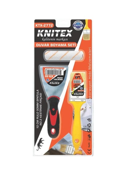 Ev Dekorasyonu Ve Boyama Seti 10cm Rulo, 50mm Spatula, No:2 Kestirme Fırçası