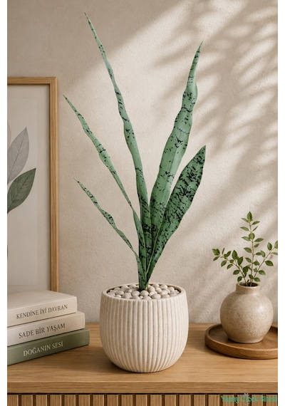 Yapay Çiçek Sitesi Yapay Paşa Kılıcı Bitkisi 72cm Yeşil-siyah