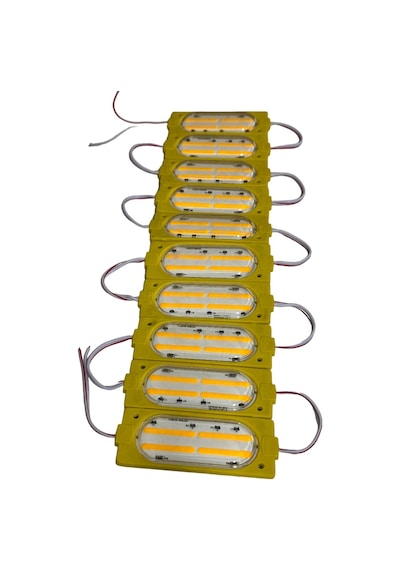Vitrin Tezgah Mağza Ürün Gösteri Sarı Akvaryum Mutfak Dolap Ayna Modül Led Aydınlatma Işık Cob Mercekli 6w Ip65 Dc 12v 90x35mm Sarı