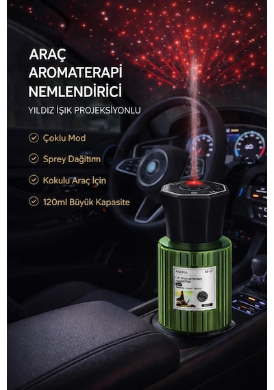 Exenar - Araç İçi Nemlendirici Koku Şarjlı Buharlı Koku Difüzörü Hava Nemlendirme Yıldız Efektli Encounter 120ml 007