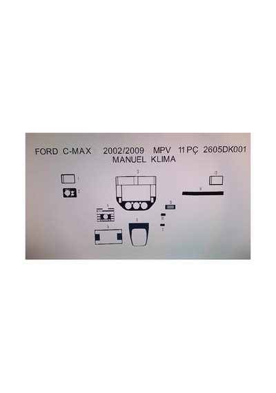 Ford C-max 2002-2009 Arası 10 Parça Torpido Kaplama Manuel Klima Uyumlu Renk Karbon