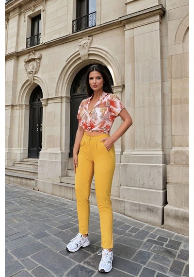WeShaya Hardal Slim Fit Kesim, Cep Detaylı, Klasik Pantolon Hardal