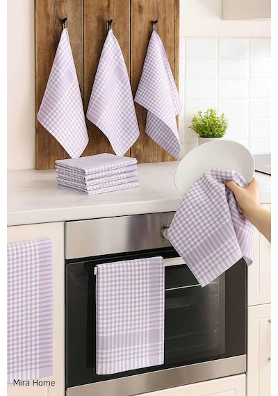 10 Lu Lüks Bulaşık Kurulama Bezi Ve Mutfak Peçetesi 50x70 Cm Daily Lila Çok Renkli