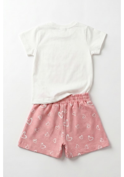 Joy Kids Kız Bebek Kurdele Baskılı Günlük Takım 6-24ay Beyaz-pembe