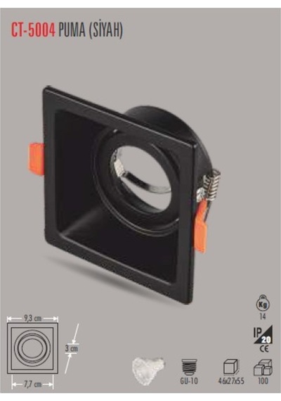 Cata Ct-5004 Puma Kare Spot ( Siyah Kasa )